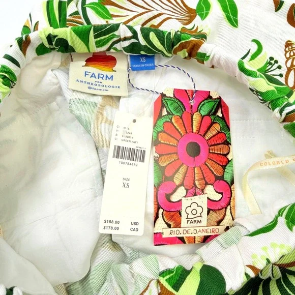 NWT Farm Rio Tie Front Cargo Shorts Pleated Tropical Sz XS Anthropologie $158 - Picture 12 of 14